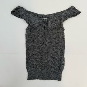American Eagle Gray Off-the-Shoulder Sweater Top